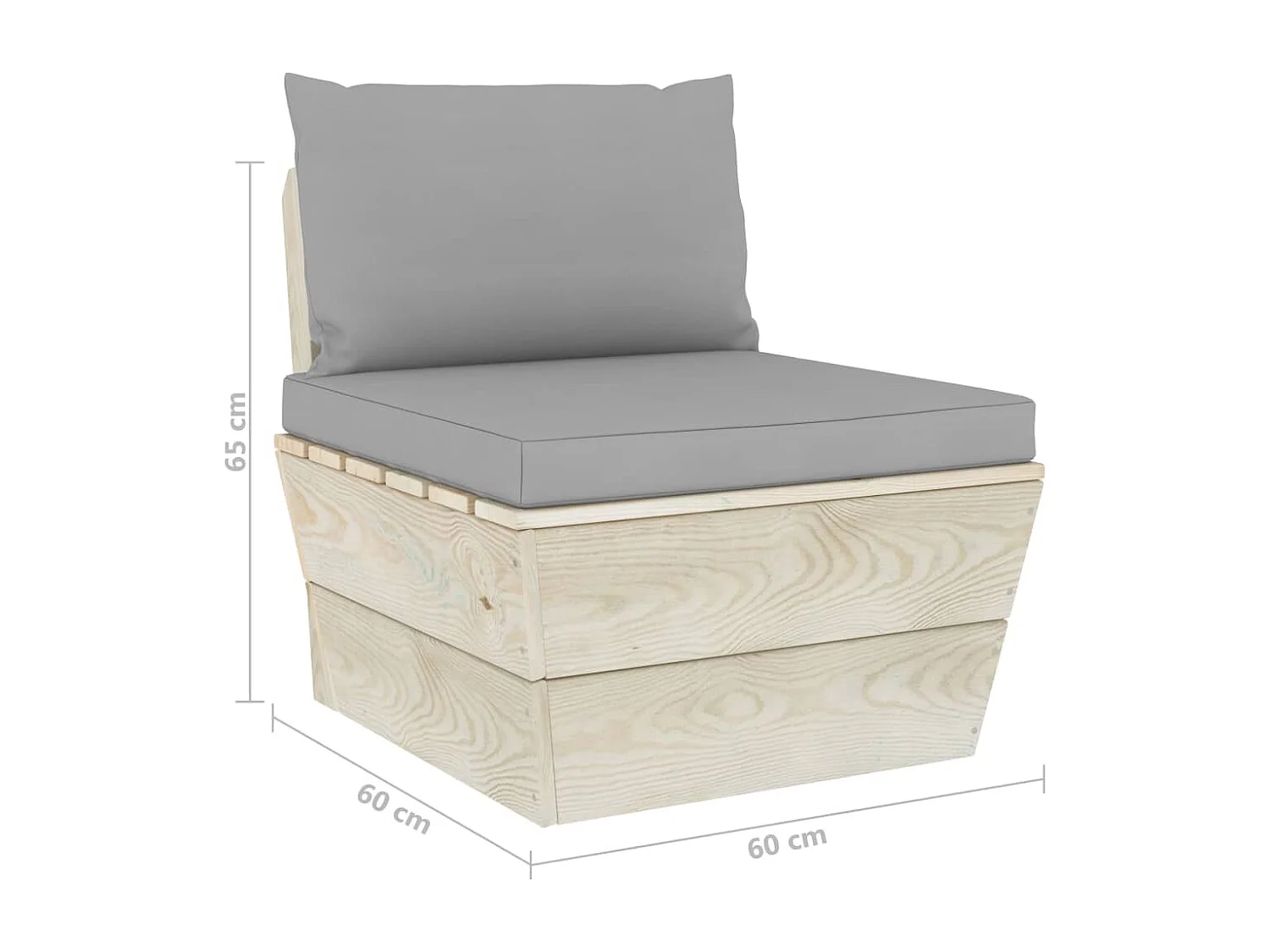 Salon de jardin palette 3 pcs avec coussins bois d'épicéa