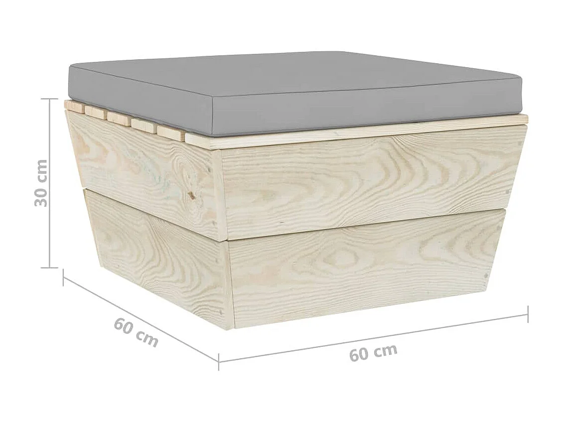 Salon de jardin palette 3 pcs avec coussins bois d'épicéa