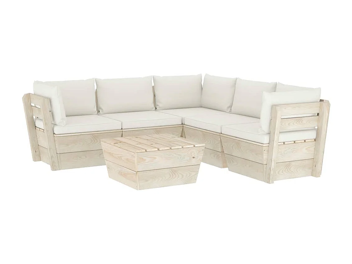 Salon de jardin palette 6 pcs avec coussins bois d'épicéa