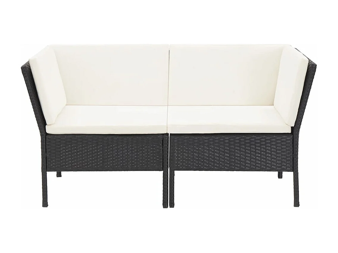 6 pcs conjunto lounge de jardim c/ almofadões vime PE preto