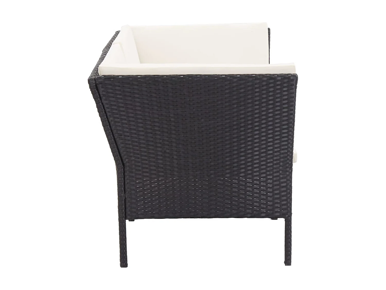 6 pcs conjunto lounge de jardim c/ almofadões vime PE preto