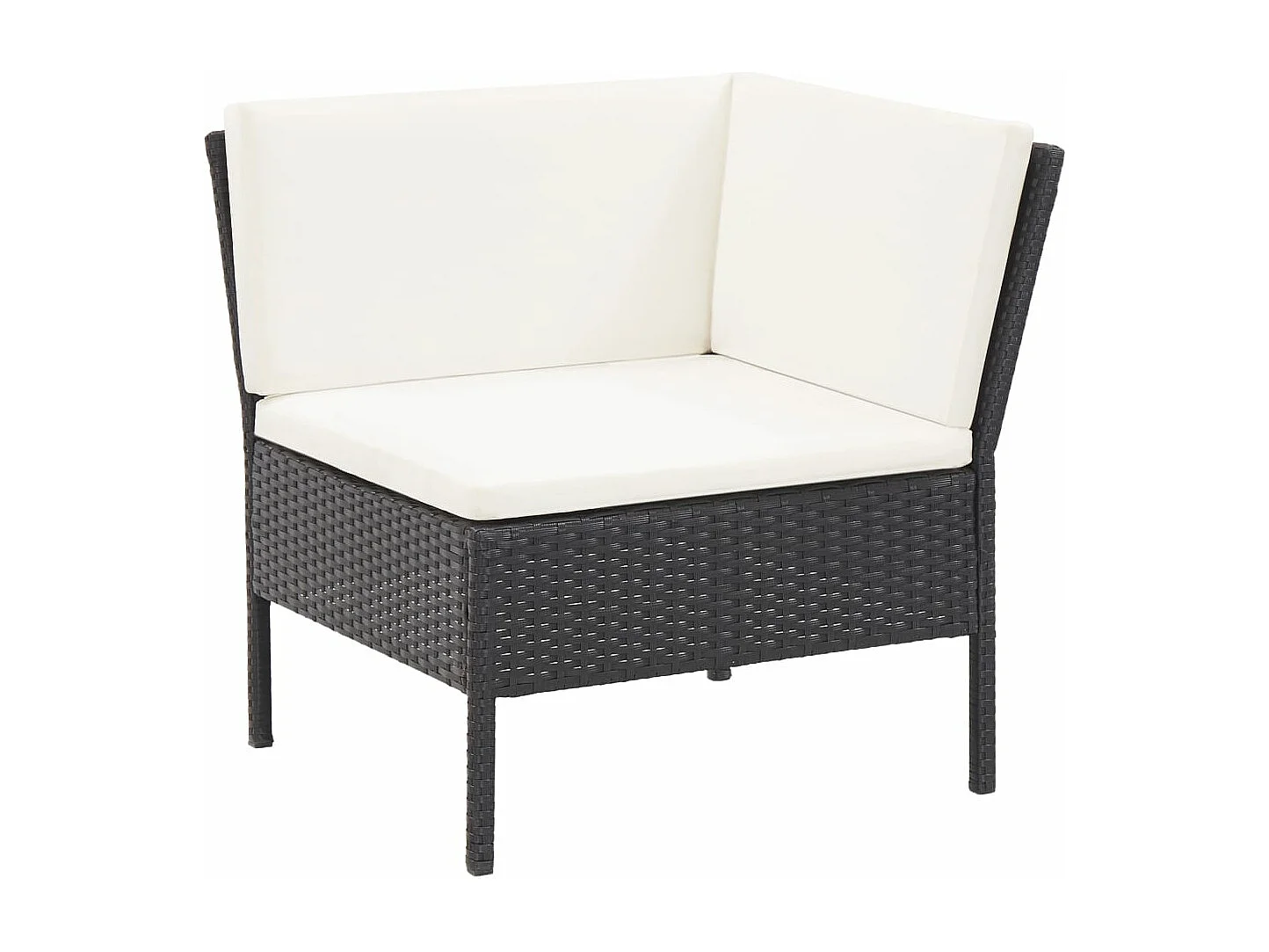 6 pcs conjunto lounge de jardim c/ almofadões vime PE preto