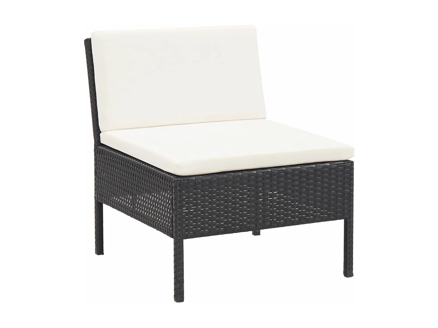 6 pcs conjunto lounge de jardim c/ almofadões vime PE preto