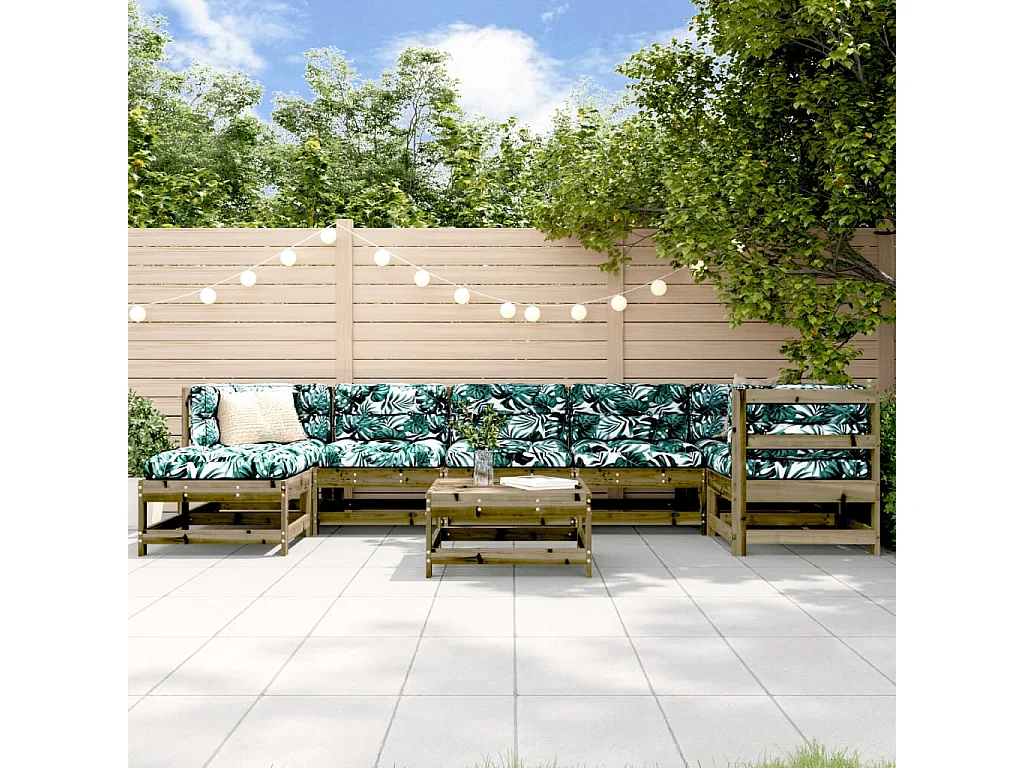 8-tlg. Garten-Lounge-Set mit Kissen Imprägniertes Kiefernholz