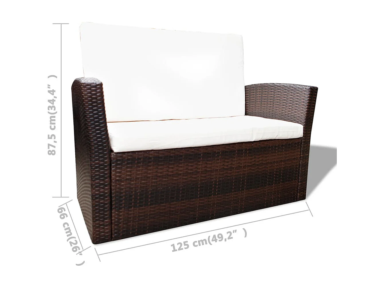 Set Divani da Giardino 4 pz con Cuscini in Polyrattan Marrone