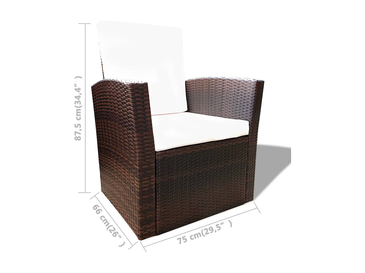 Set Divani da Giardino 4 pz con Cuscini in Polyrattan Marrone