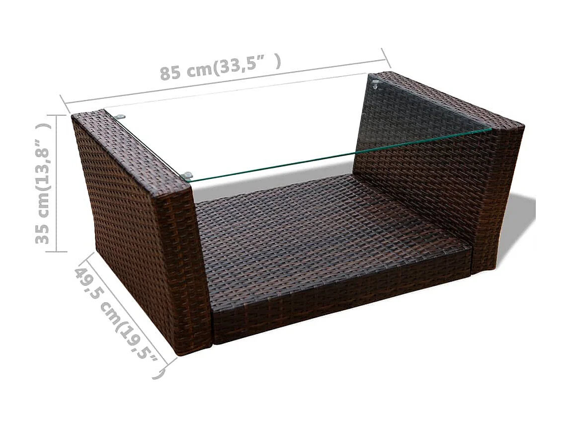 Set Divani da Giardino 4 pz con Cuscini in Polyrattan Marrone