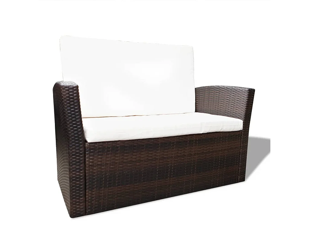 Salon de jardin 4 pcs avec coussins Résine tressée Marron