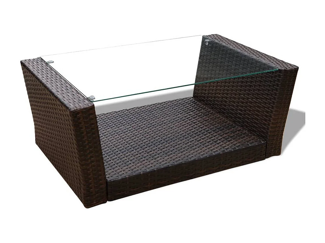 Salon de jardin 4 pcs avec coussins Résine tressée Marron