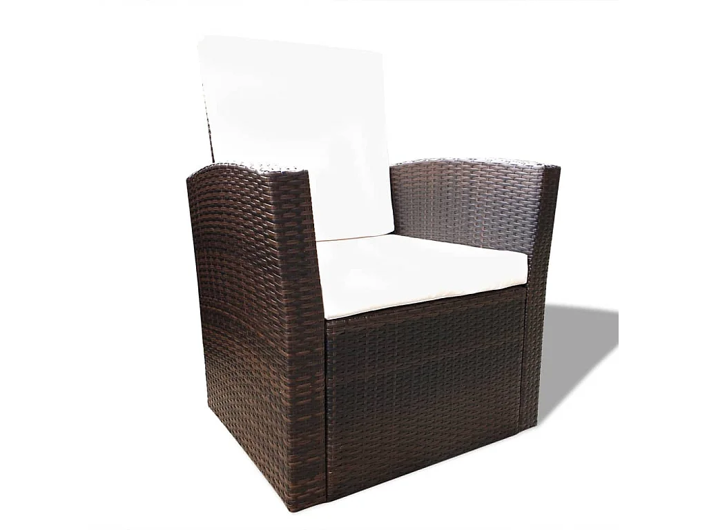Salon de jardin 4 pcs avec coussins Résine tressée Marron
