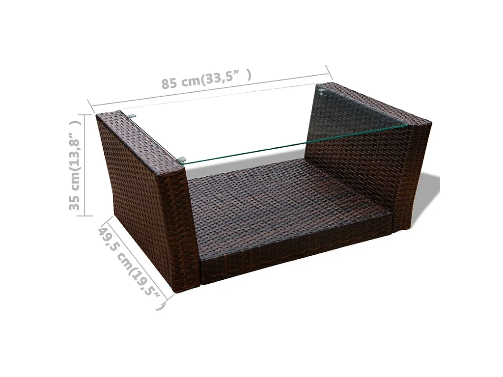 Salon de jardin 4 pcs avec coussins Résine tressée Marron