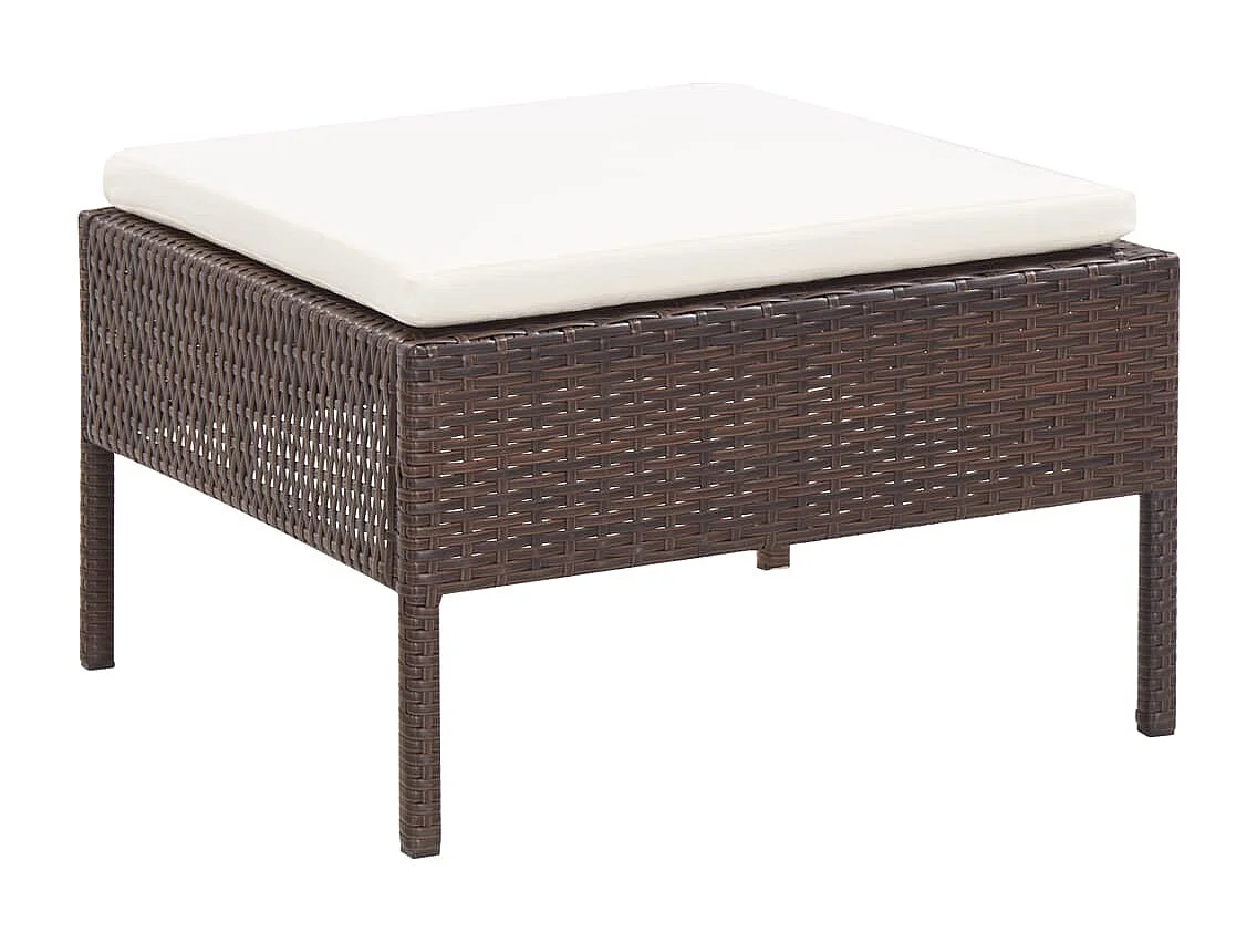 3-delige Loungeset met kussens poly rattan bruin