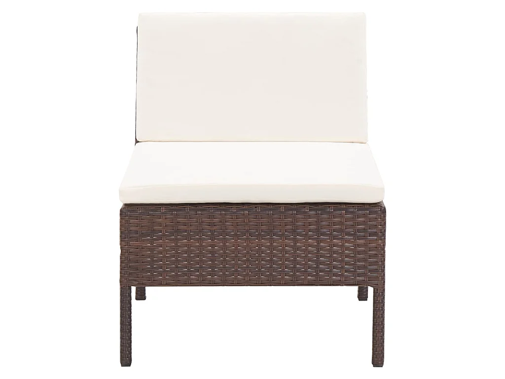 Set muebles de jardín 3 pzas y cojines ratán sintético marrón