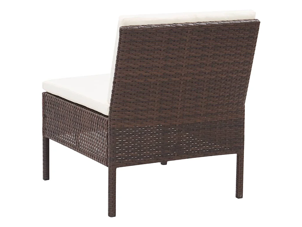 Set muebles de jardín 3 pzas y cojines ratán sintético marrón