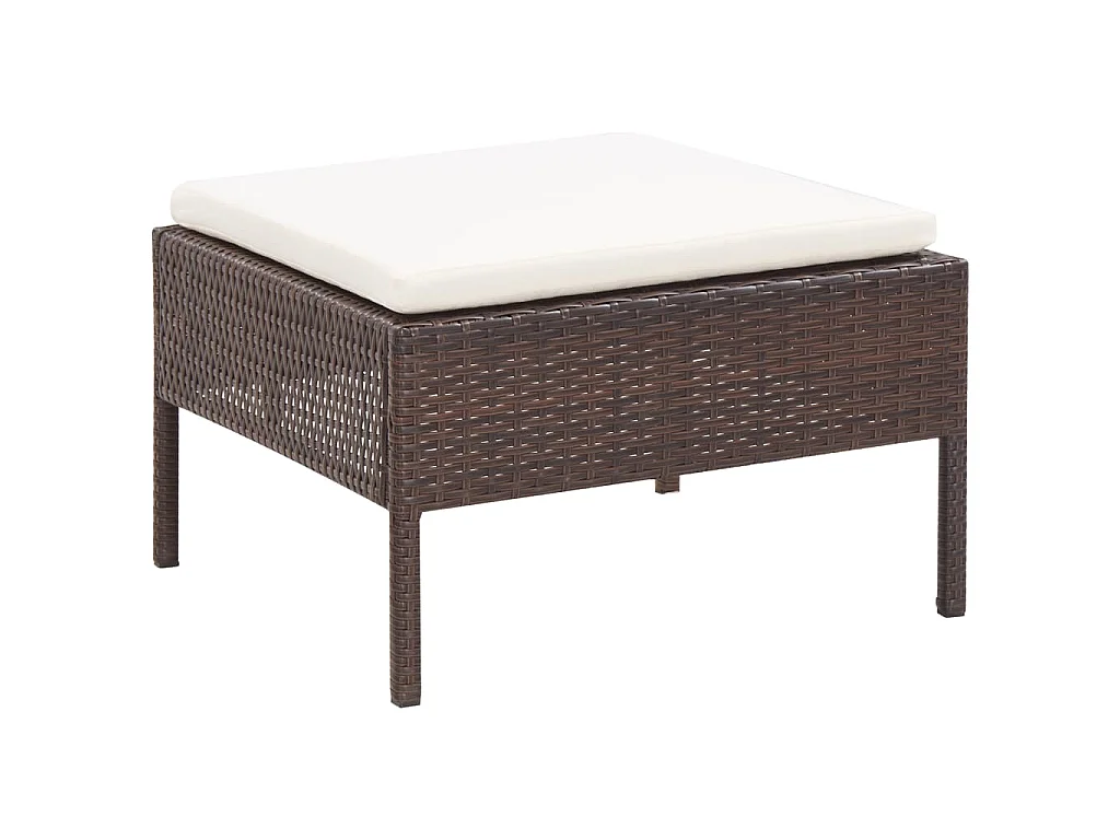 Set muebles de jardín 3 pzas y cojines ratán sintético marrón