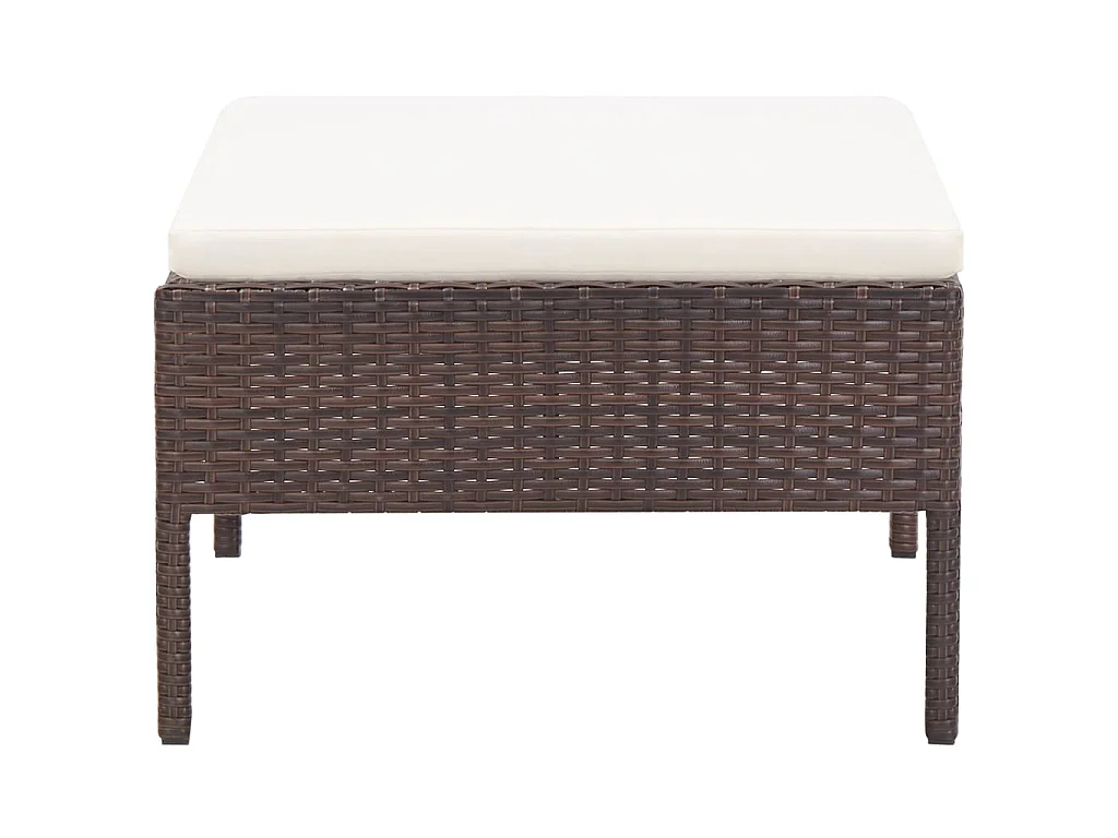 Set muebles de jardín 3 pzas y cojines ratán sintético marrón