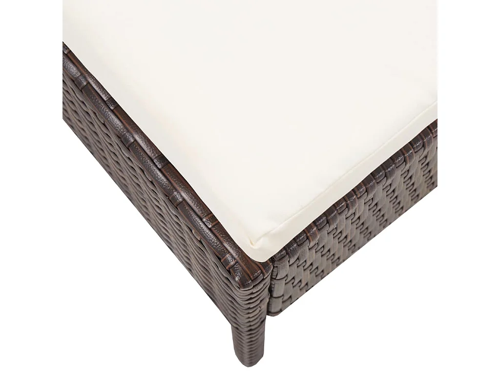 Set muebles de jardín 3 pzas y cojines ratán sintético marrón