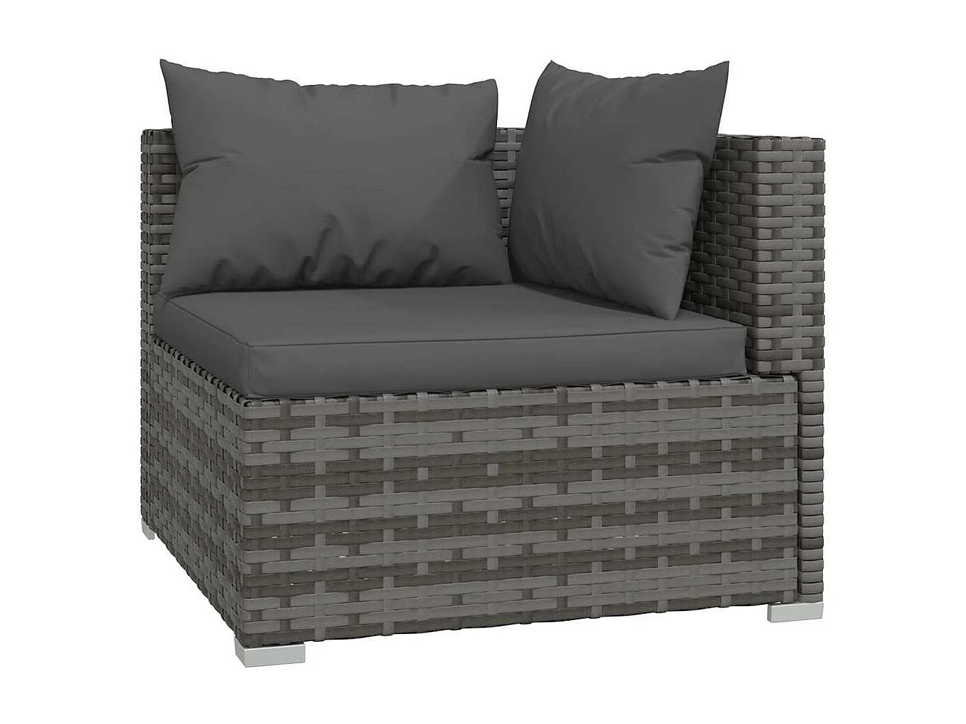 4 pcs conjunto lounge de jardim c/ almofadões vime PE cinzento