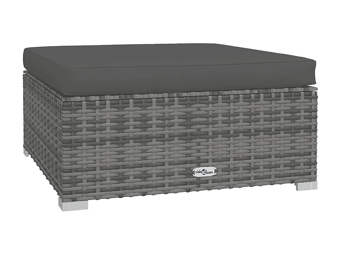 4 pcs conjunto lounge de jardim c/ almofadões vime PE cinzento