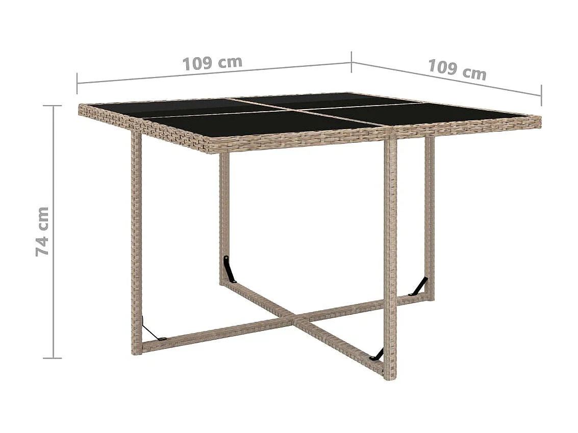 Ensemble à manger d'extérieur avec coussins 5 pcs Rotin Beige