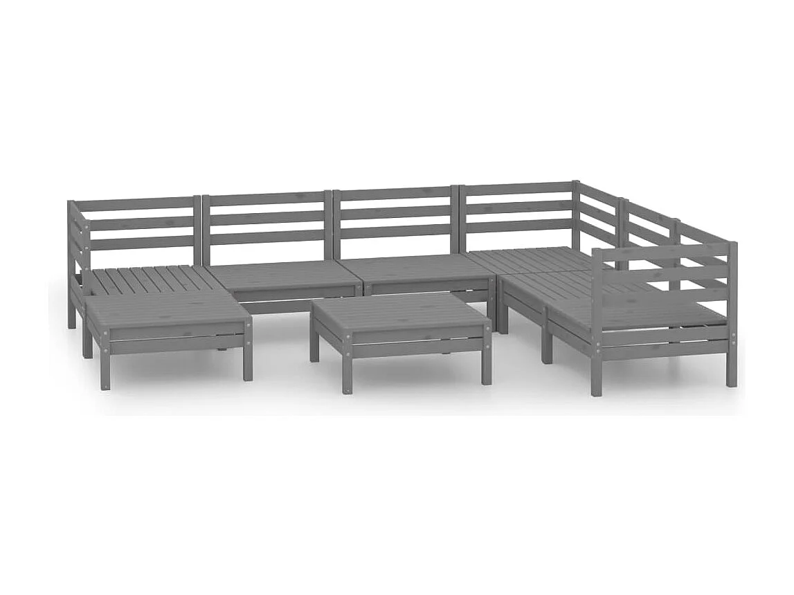 8 pcs conjunto lounge de jardim pinho maciço cinzento