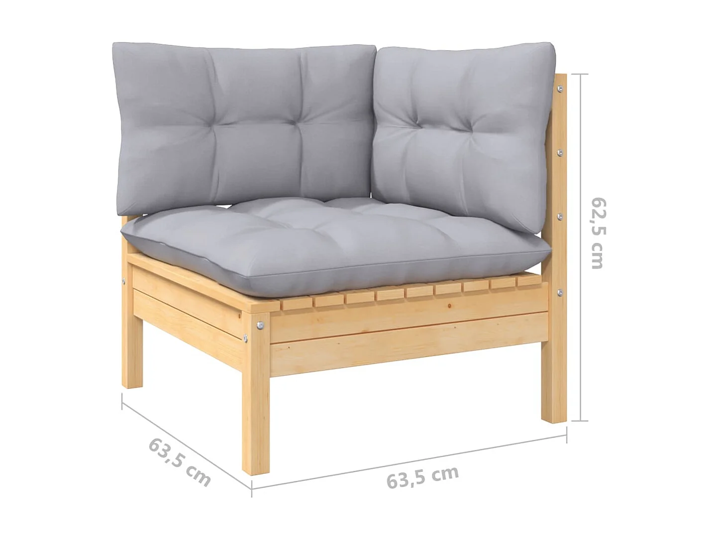 9 pcs conjunto lounge de jardim c/ almofadões cinzentos pinho
