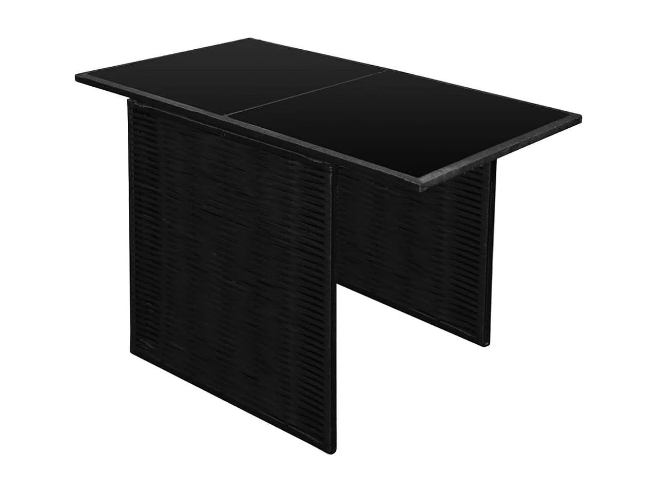 3 pcs conjunto bistrô com almofadões vime PE preto