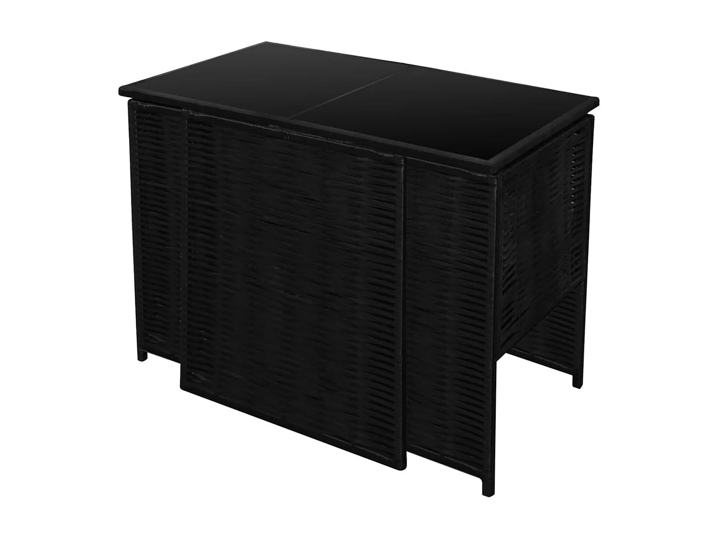 3 pcs conjunto bistrô com almofadões vime PE preto