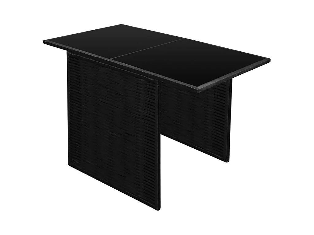 3 pcs conjunto bistrô com almofadões vime PE preto