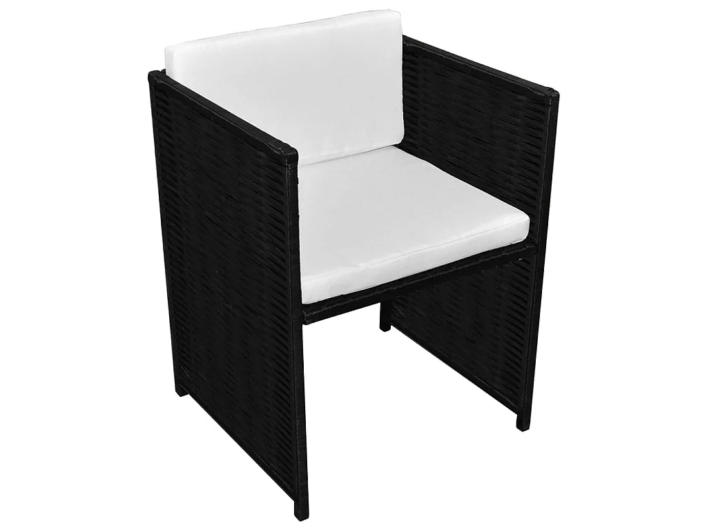 3 pcs conjunto bistrô com almofadões vime PE preto