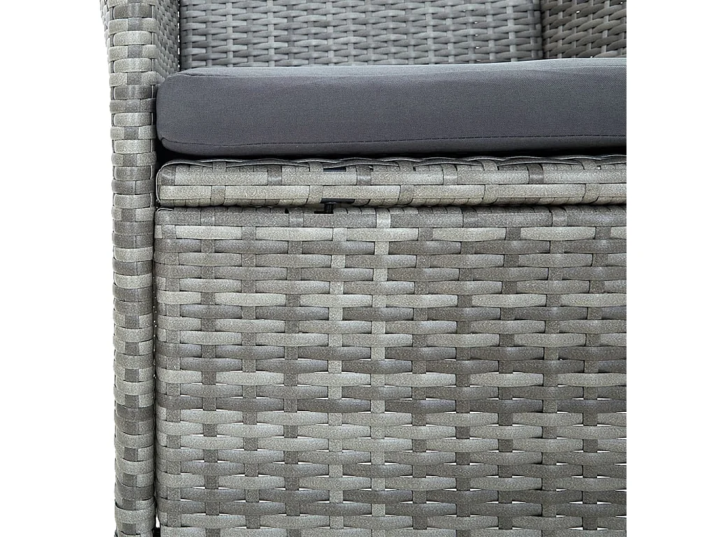 5pcs conjunto de jantar p/ exterior c/ almofadões vime PE cinza