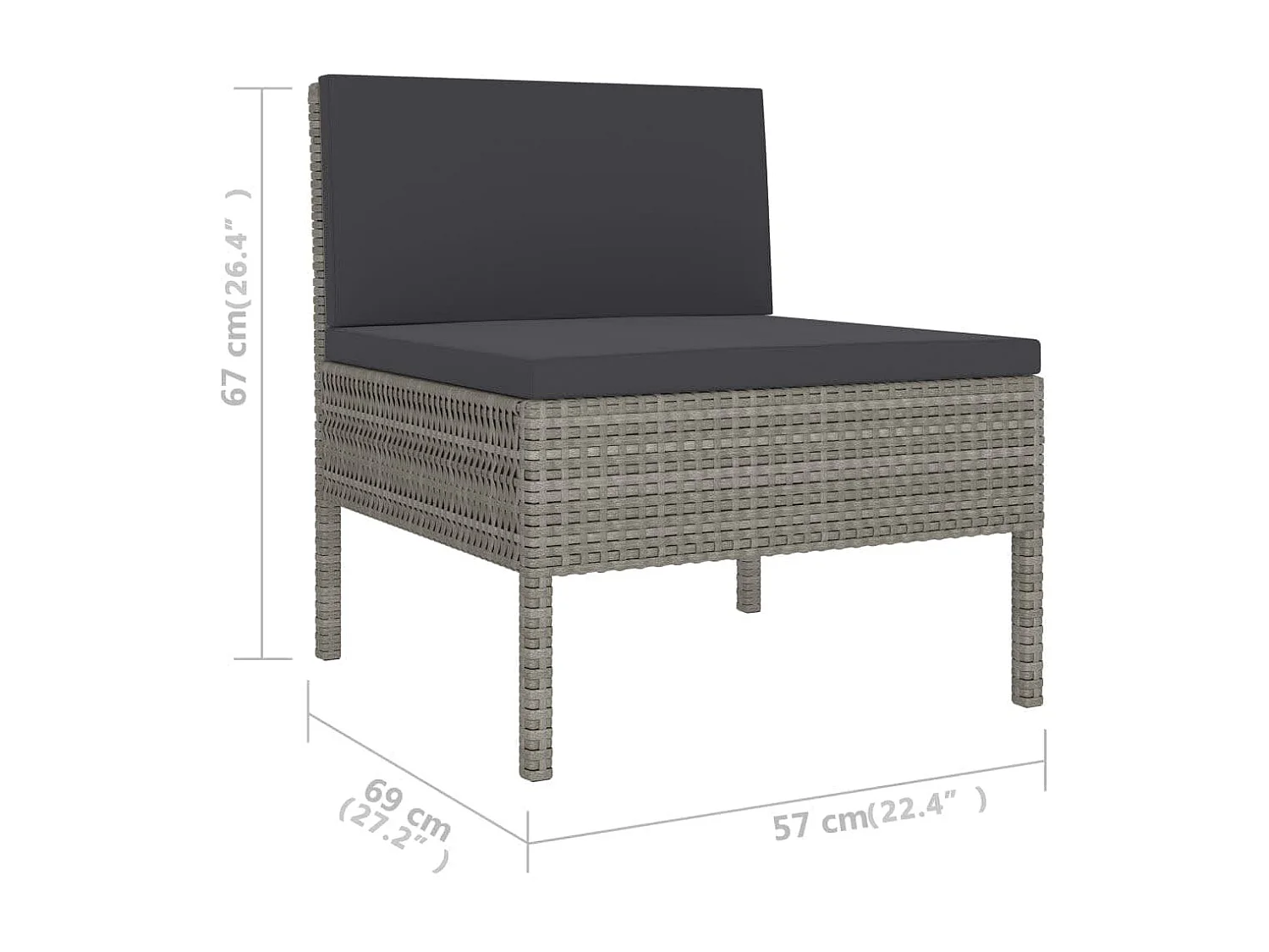 6-tlg. Garten-Lounge-Set mit Auflagen Poly Rattan Grau