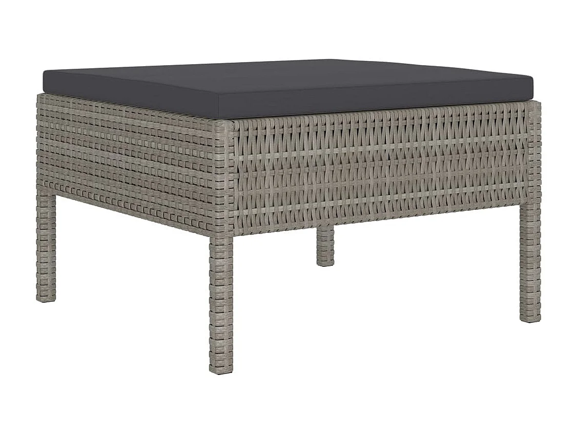 6-tlg. Garten-Lounge-Set mit Auflagen Poly Rattan Grau