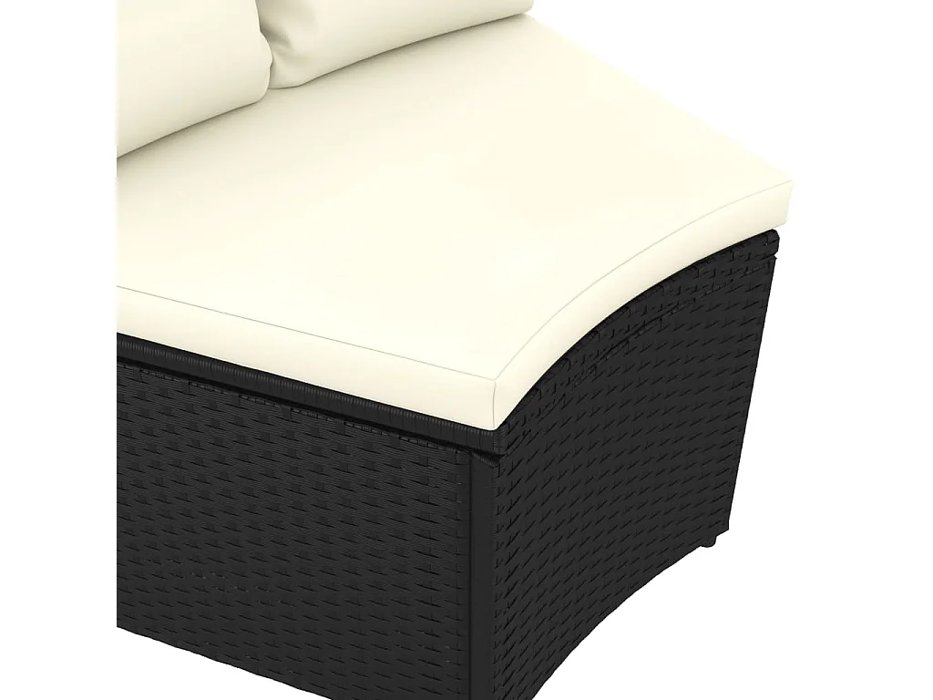 Salon de jardin 5 pcs avec coussins Résine tressée Noir
