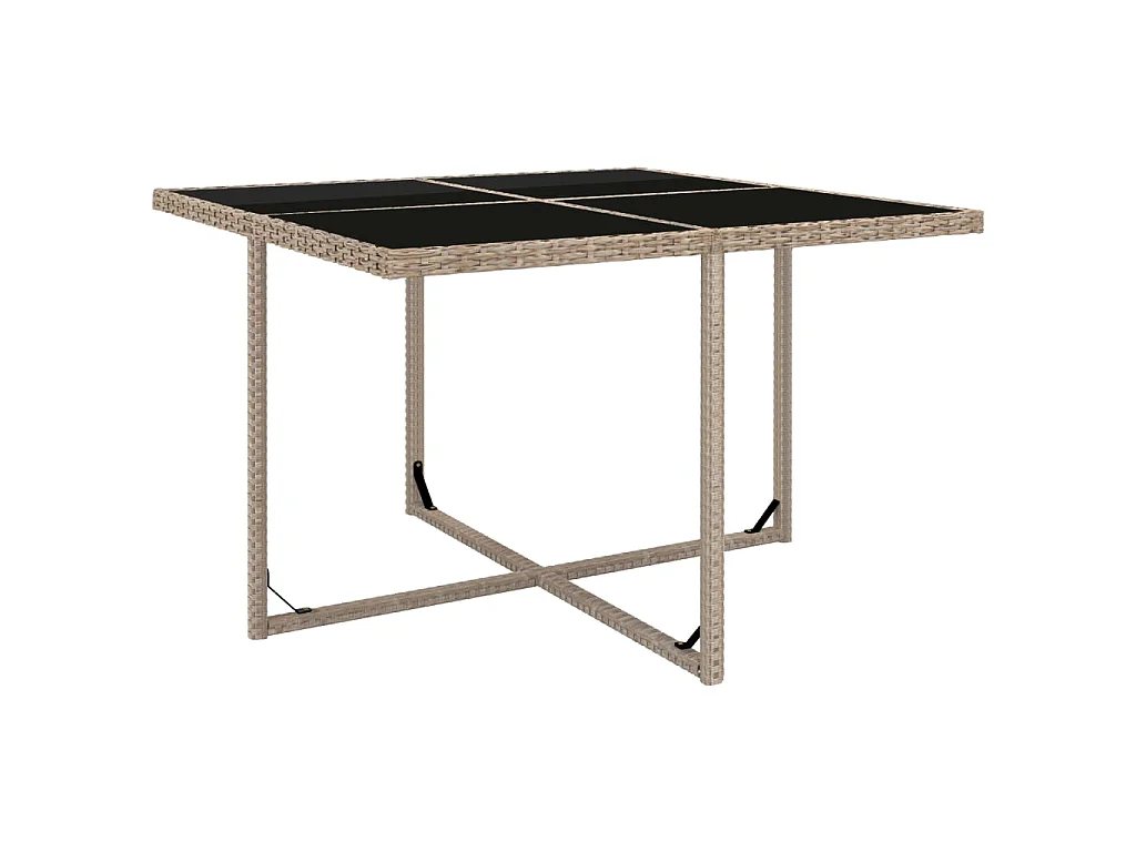 Set da Pranzo da Giardino 9 pz con Cuscini in Polyrattan Beige