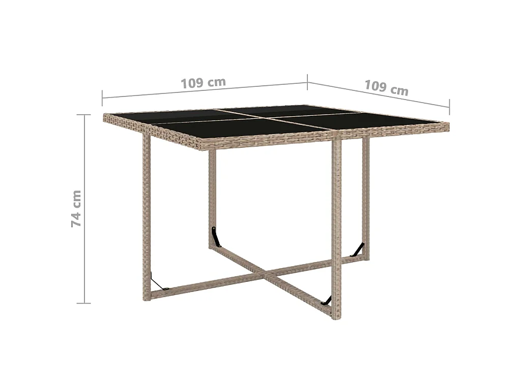 Set da Pranzo da Giardino 9 pz con Cuscini in Polyrattan Beige