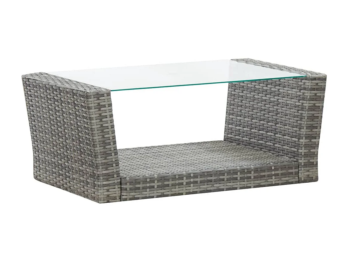 4-delige Loungeset met kussens poly rattan grijs
