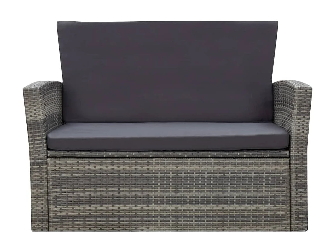4-tlg. Garten-Lounge-Set mit Kissen Poly Rattan Grau