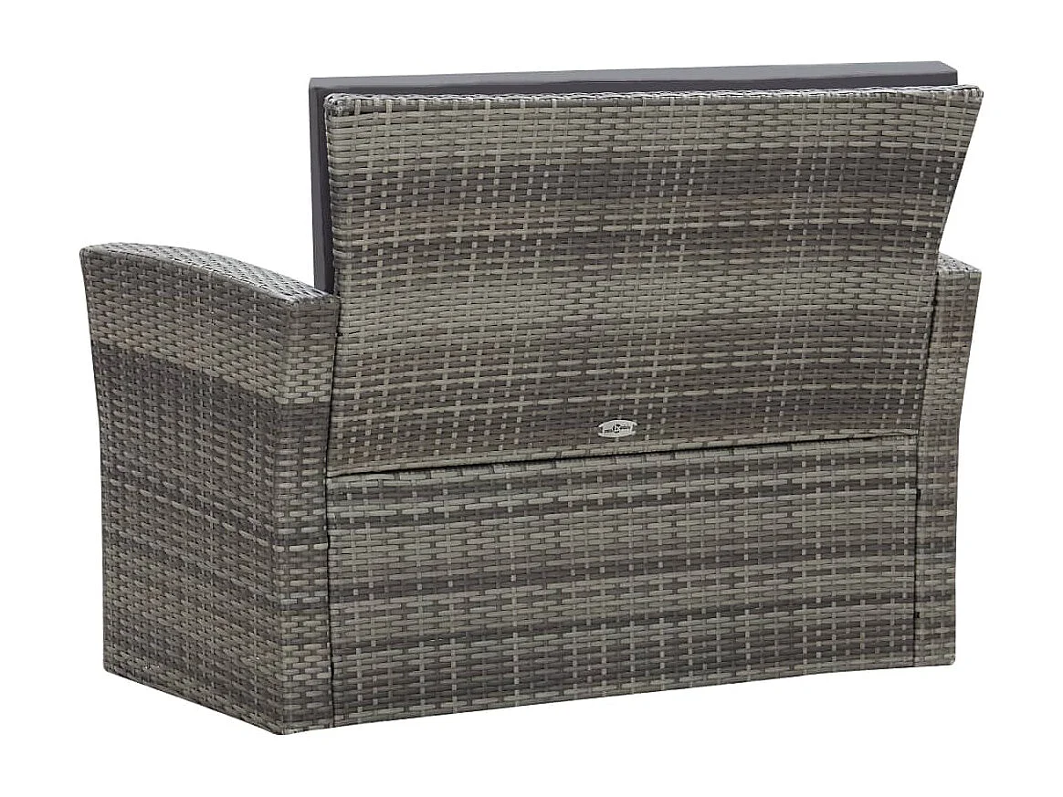 4-tlg. Garten-Lounge-Set mit Kissen Poly Rattan Grau