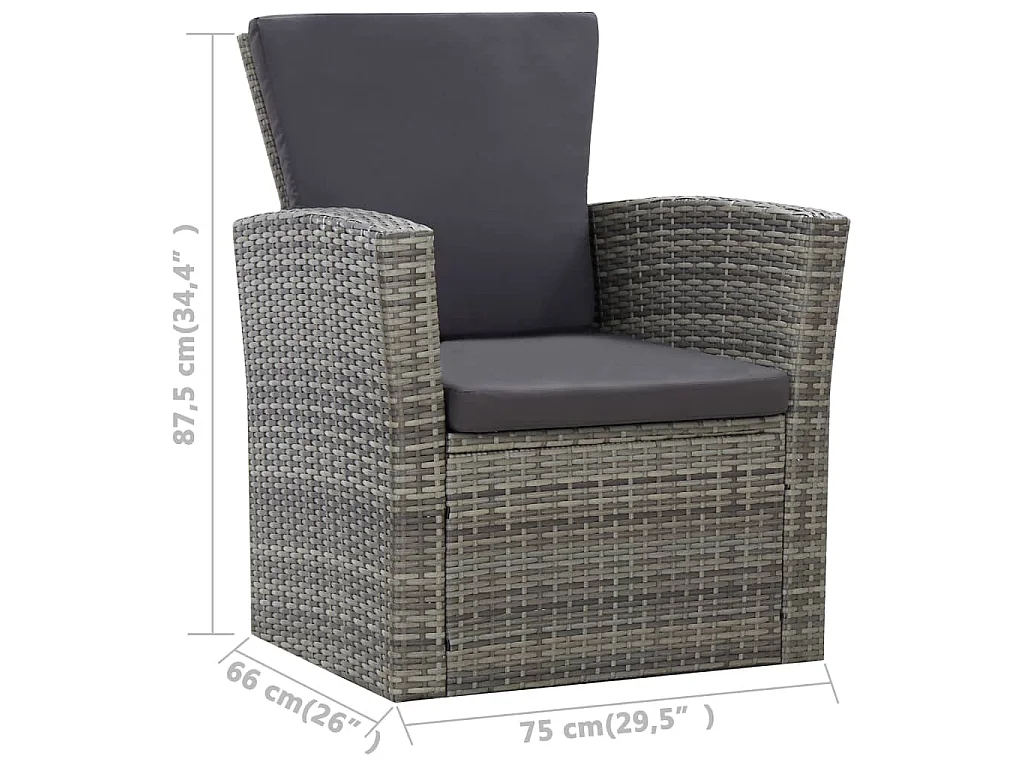 Set Divani da Giardino 4 pz con Cuscini in Polyrattan Grigio