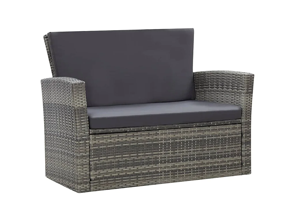 Set Divani da Giardino 4 pz con Cuscini in Polyrattan Grigio
