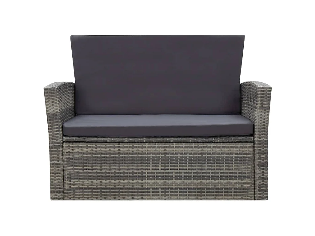 Set Divani da Giardino 4 pz con Cuscini in Polyrattan Grigio