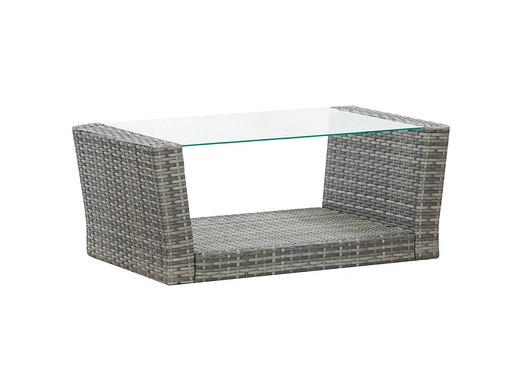 Set Divani da Giardino 4 pz con Cuscini in Polyrattan Grigio