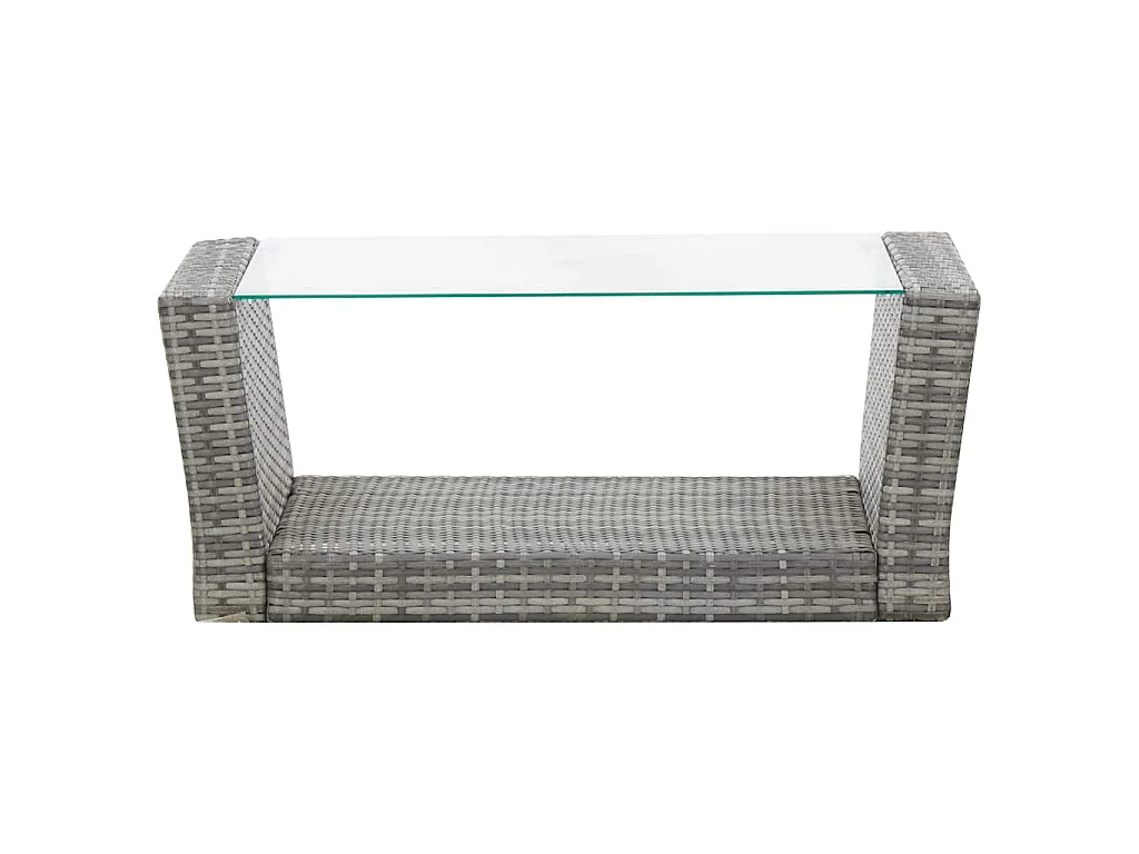 Salon de jardin 4 pcs avec coussins résine tressée gris