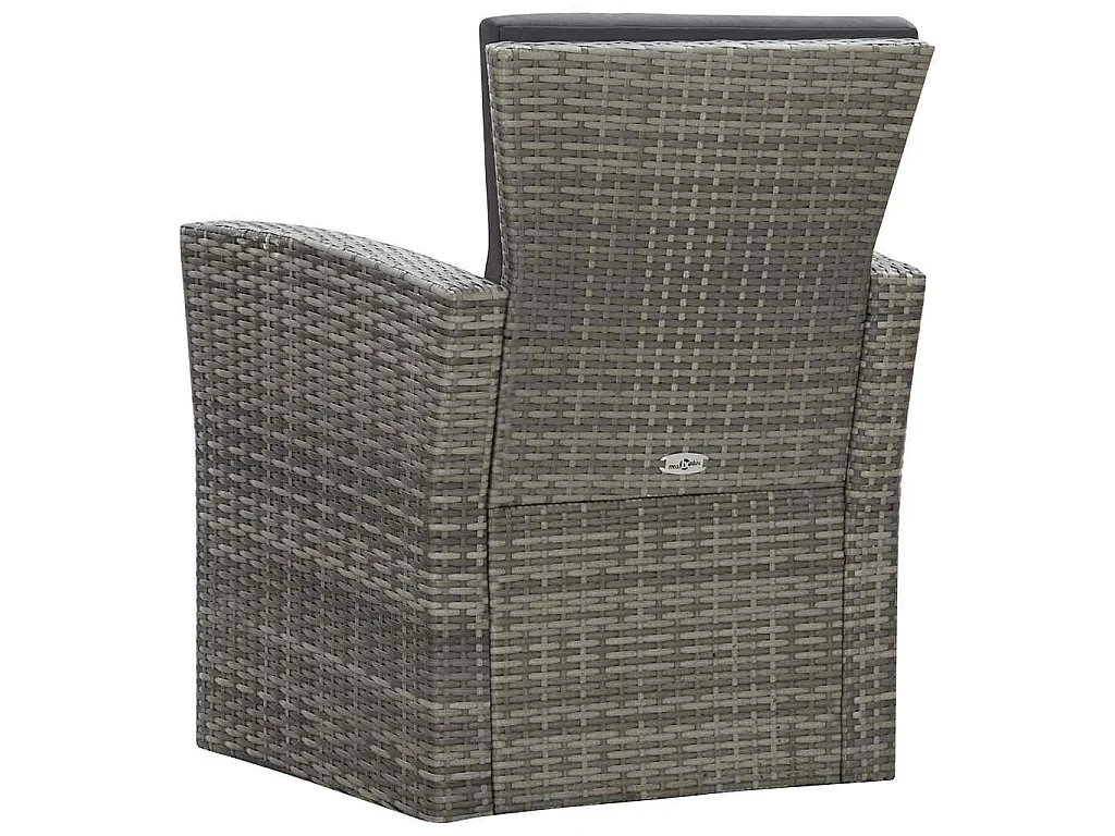 Salon de jardin 4 pcs avec coussins résine tressée gris