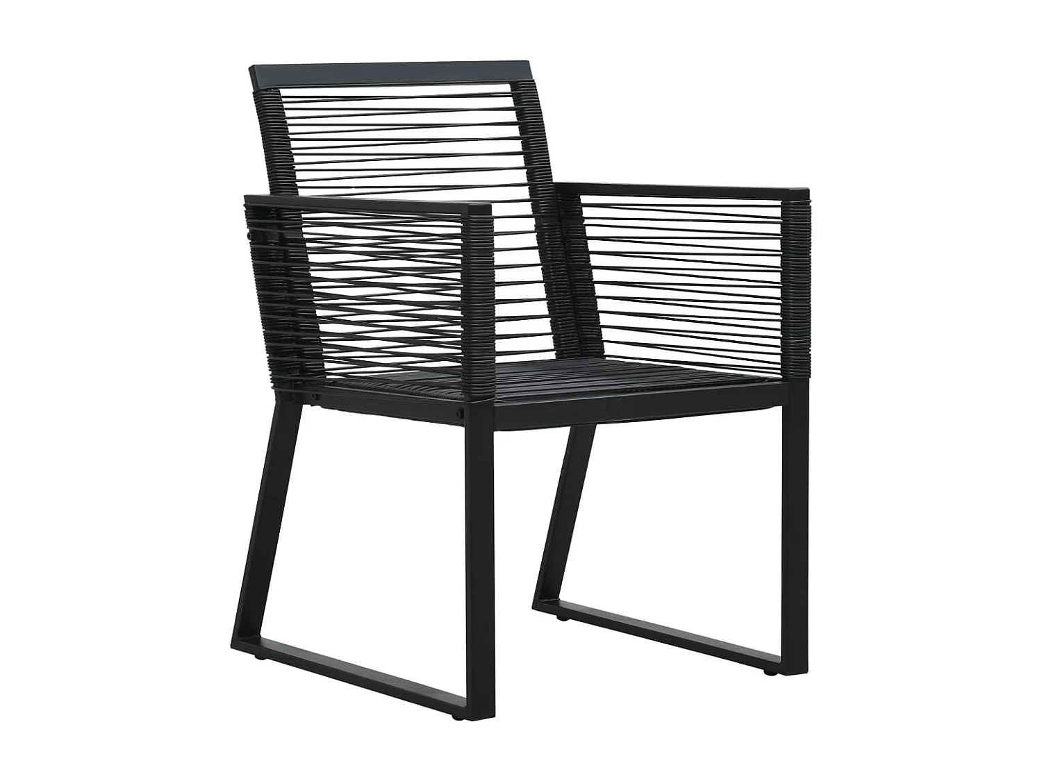 Ensemble à manger d'extérieur 3 pcs Rotin PVC Noir