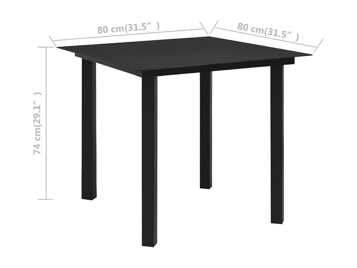 Ensemble à manger d'extérieur 3 pcs Rotin PVC Noir