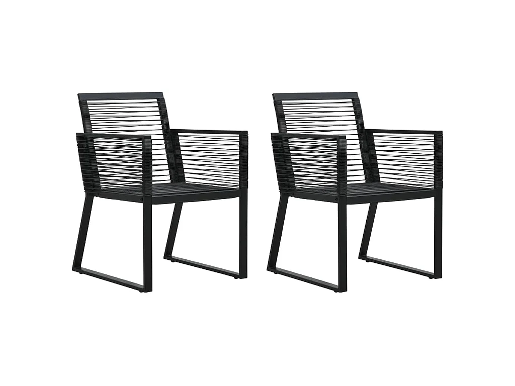 3-tlg. Garten-Essgruppe PVC Rattan Schwarz