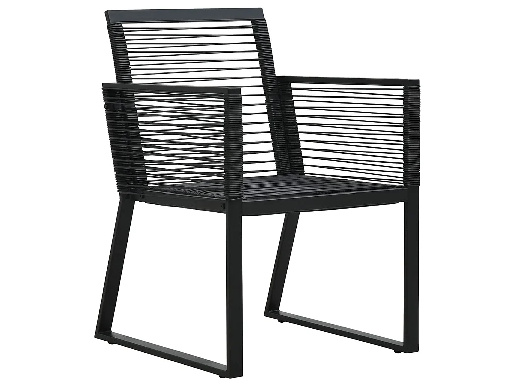 3-tlg. Garten-Essgruppe PVC Rattan Schwarz