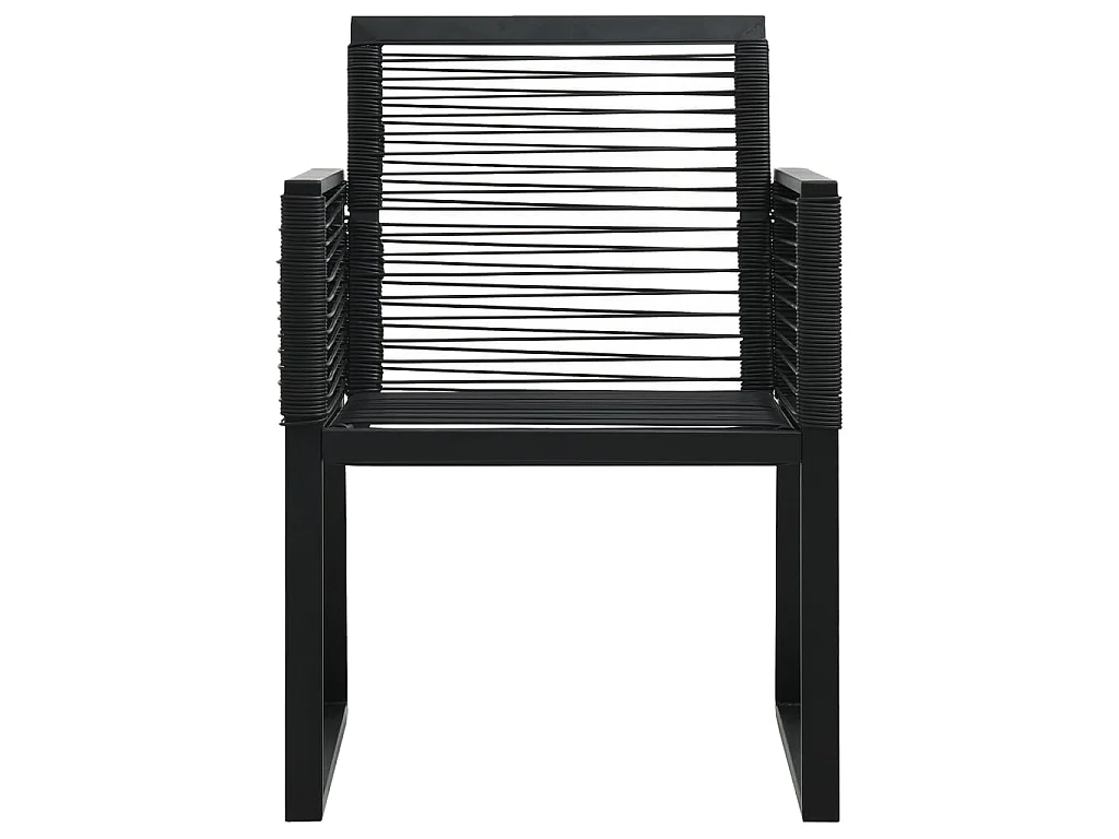 3-tlg. Garten-Essgruppe PVC Rattan Schwarz